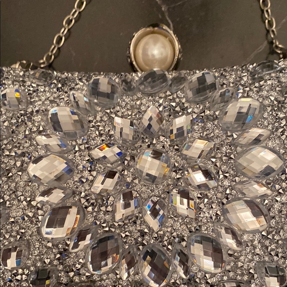Elegant Silver Beaded Clutch - Picture 3 of 11